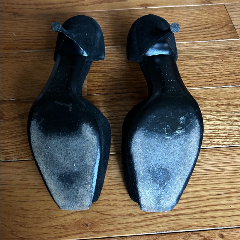 Prada Black Suede D'Orsay Kitten Heels Great Condition 6.5 - Picture 10 of 13
